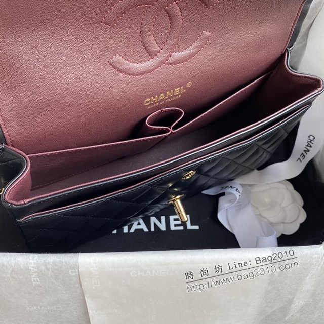 Chanel專櫃新款Classic Flap Bag A01112 香奈兒經典款CF黑色小羊皮鏈條單肩斜挎女包 djc4725